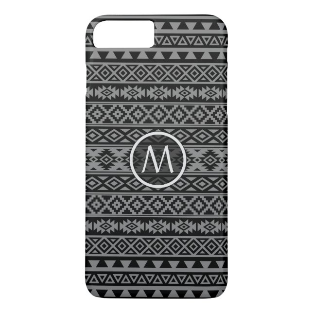 Aztec Stylised Ptn Blk & Grey I (Personalised) Case-Mate iPhone Case (Back)