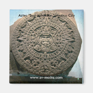 Aztec "Sun calendar," Mexico City Magnet