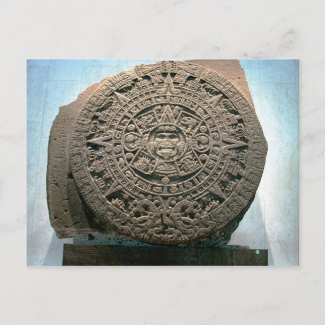 Aztec "Sun calendar," Mexico City Postcard (Front)