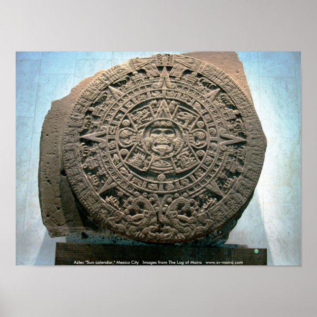Aztec "Sun calendar," Mexico City Poster (Front)