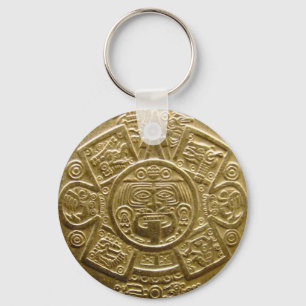 Aztec sun disc key chain