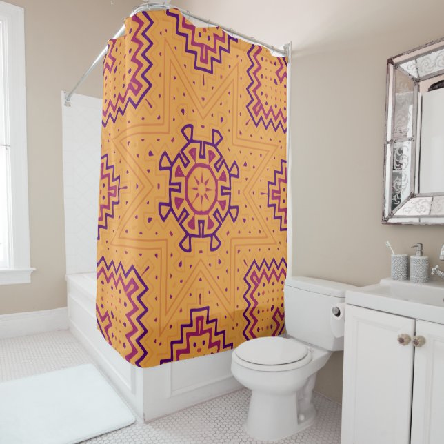 Aztec Sun Shower Curtain (In Situ)