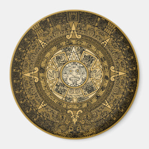 AZTEC SUN STONE CALENDAR GOLD SYMBOL  MAGNET