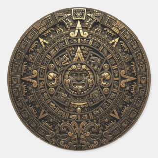 Aztec Sun Stone Classic Round Sticker