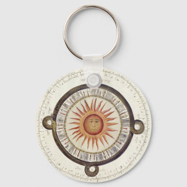 Aztec Sun Stone Key Ring (Front)