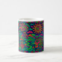 Aztec Sunrise – Neon Mayan Mug