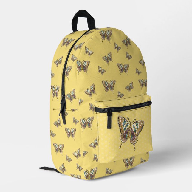 Aztec Swallowtail Printed Backpack (Back Corner Left)