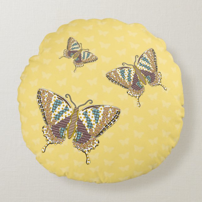 Aztec Swallowtail Round Pillow (Front)