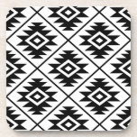 Aztec Symbol Stylised Big Ptn Black on White Coaster<br><div class="desc">An Aztec stylised symbol in a surface pattern design in black detail on a white background.</div>