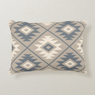 Aztec Symbol Stylised Lg Ptn Blue Cream Sand Decorative Cushion