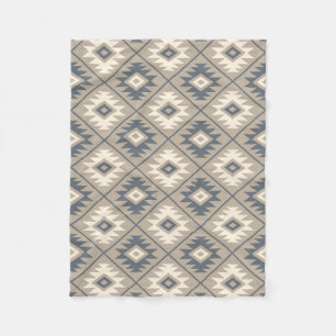 Aztec Symbol Stylised Pattern Blue Cream Sand Fleece Blanket