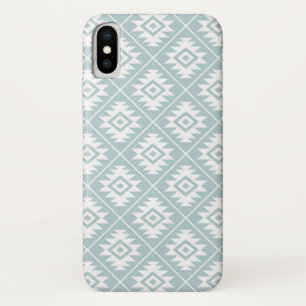 Aztec Symbol Stylised Pattern White on Lt Blue iPhone X Case