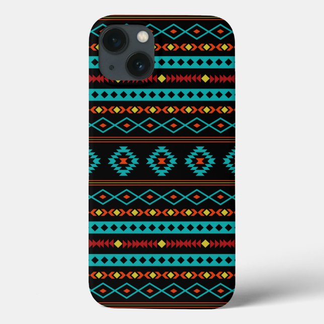Aztec Teal Reds Yellow Black Mixed Motifs Pattern  Case-Mate iPhone Case (Back)