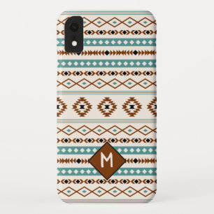 Aztec Teal Ter Blk Cr Mixed Pattern (Personalised) iPhone XR Case