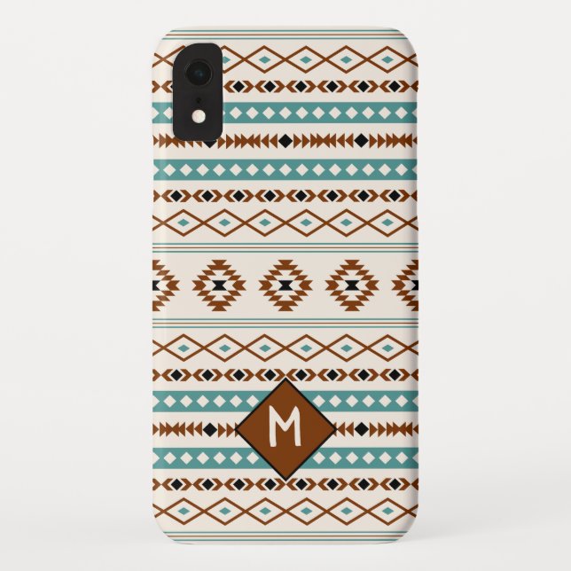 Aztec Teal Ter Blk Cr Mixed Pattern (Personalised) Case-Mate iPhone Case (Back)