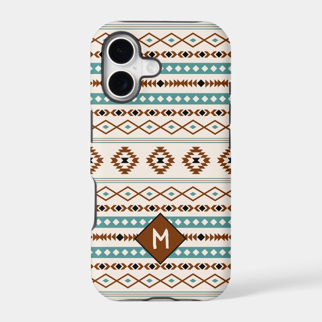 Aztec Teal Ter Blk Cr Mixed Pattern (Personalized) (Back)