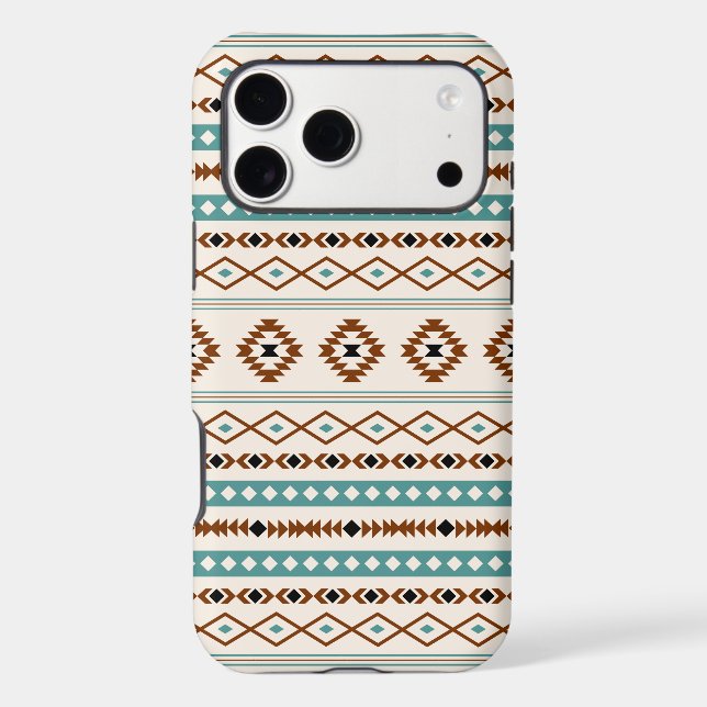 Aztec Teal Terracotta Black Cream Mixed Pattern (Back)
