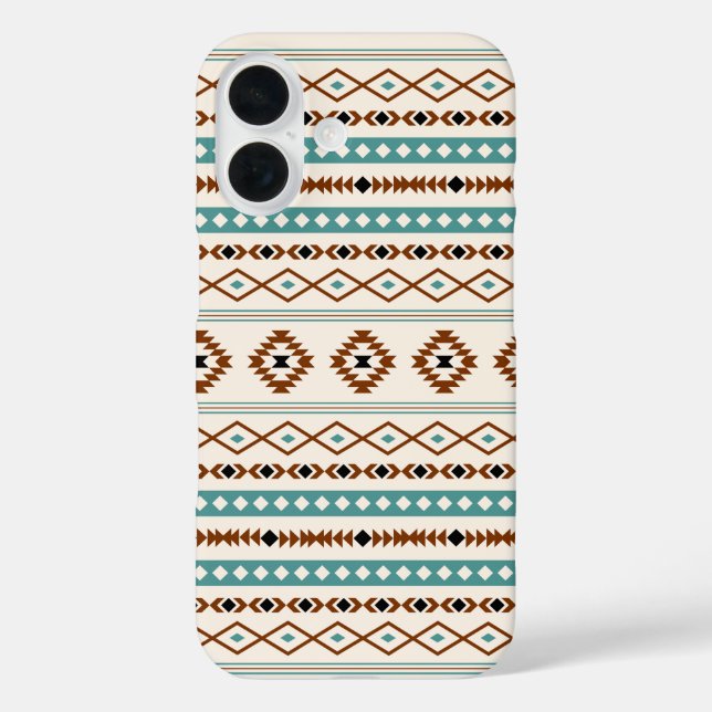 Aztec Teal Terracotta Black Cream Mixed Pattern Case-Mate iPhone Case (Back)