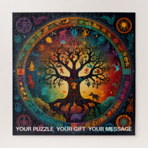 Aztec Tree of Life Abstract Medium Mix Jigsaw Puzzle