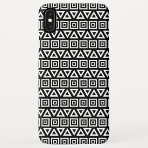 Aztec Triangles+Squares Pattern White on Black iPhone XS Max Case