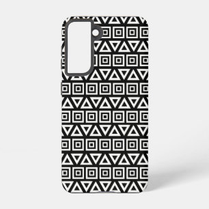 Aztec Triangles+Squares Pattern White on Black Samsung Galaxy Case