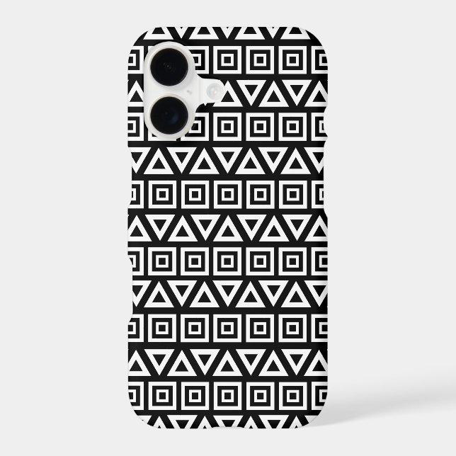 Aztec Triangles+Squares Pattern White on Black Samsung Galaxy S21 Ultra Case (Back)