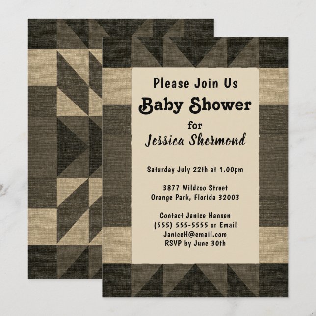 Aztec Tribal Abstract Antique Baby Shower Invitation (Front/Back)