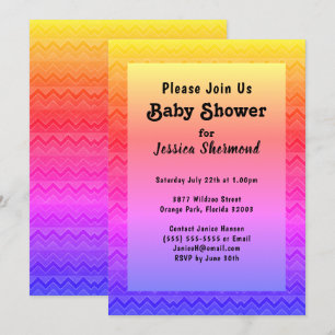 Aztec Tribal Abstract Baby Shower Bright Chevron Invitation