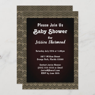 Aztec Tribal Abstract Baby Shower Chevron Greyed Invitation