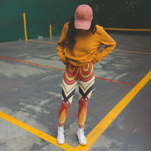 Aztec Tribal Art Capri Leggings