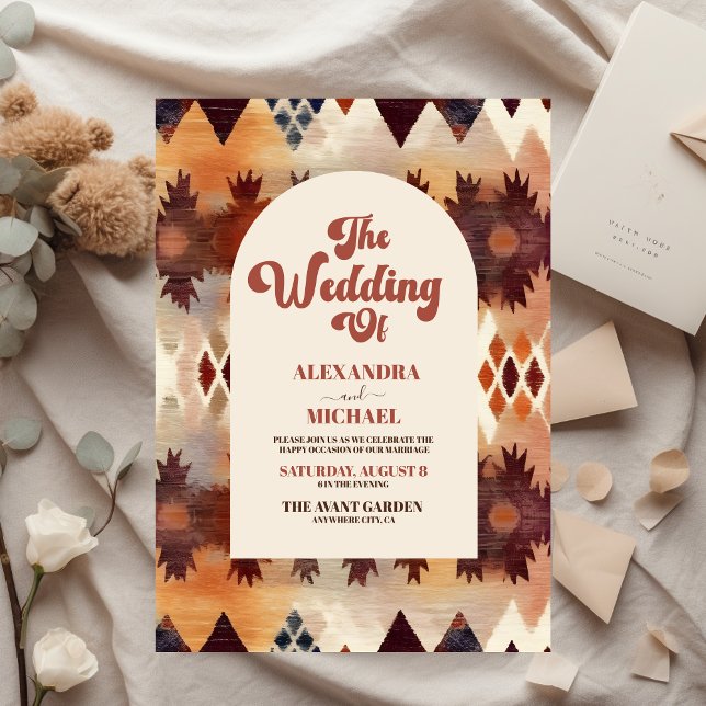 Aztec Tribal Brown Ethnic Western Wedding Invitation (Creator Uploaded)