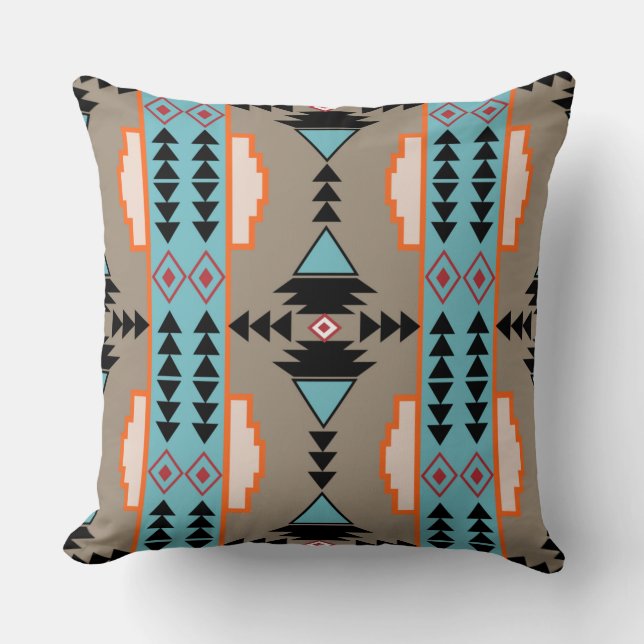 Aztec Tribal Geometric Cushion (Front)