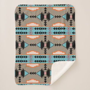 Aztec Tribal Geometric Sherpa Blanket