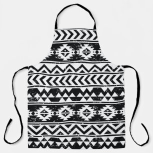 Aztec tribal: grunge white pattern. apron