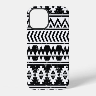 Aztec tribal: grunge white pattern. iPhone 12 case