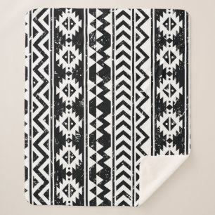 Aztec tribal: grunge white pattern. sherpa blanket