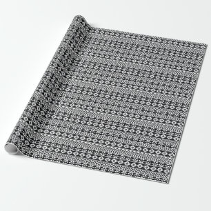 Aztec tribal: grunge white pattern. wrapping paper