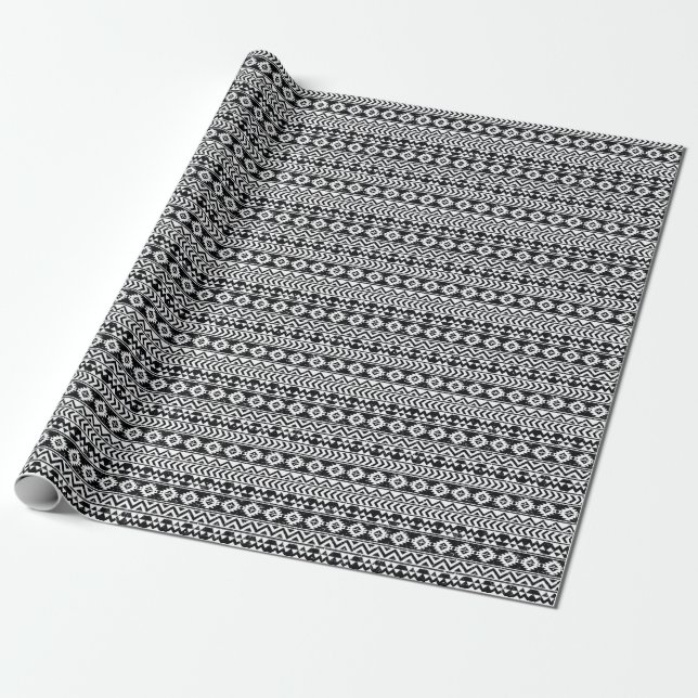 Aztec tribal: grunge white pattern. wrapping paper (Unrolled)