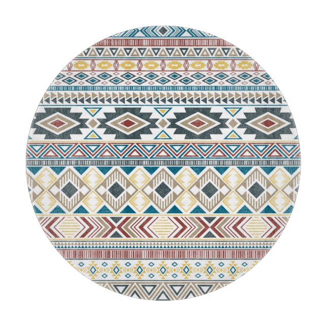 Aztec Tribal Motifs: Geometric Seamless Design Cutting Board (Front)
