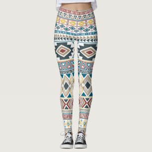 Aztec Tribal Motifs: Geometric Seamless Design Leggings