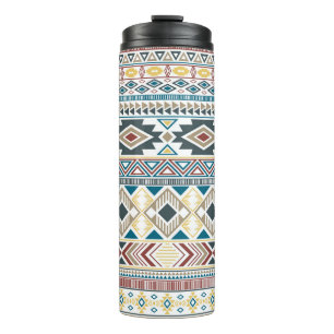 Aztec Tribal Motifs: Geometric Seamless Design Thermal Tumbler