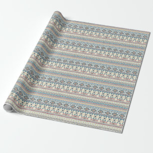 Aztec Tribal Motifs: Geometric Seamless Design Wrapping Paper