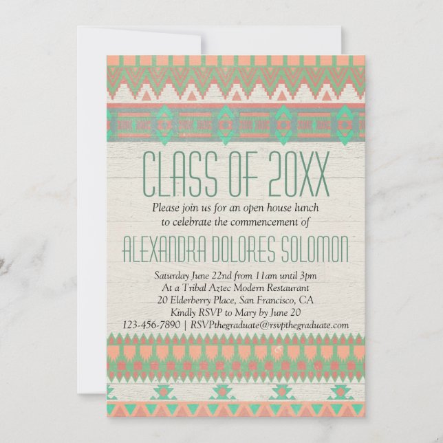 Aztec Tribal Native Graduation Party Announcement (Front)