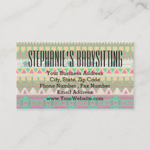 Aztec Tribal Native Pastel Geometric Pattern Business Card