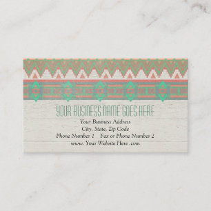 Aztec Tribal Native Pastel Peach/Aqua Business Card