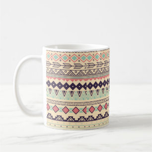 Aztec tribal pattern in stripes, vintage illustrat coffee mug
