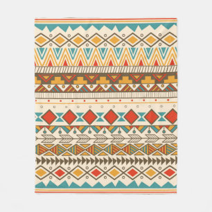 Aztec tribal pattern in stripes, vintage illustrat fleece blanket