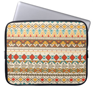 Aztec tribal pattern in stripes, vintage illustrat laptop sleeve