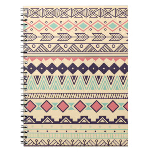 Aztec tribal pattern in stripes, vintage illustrat notebook