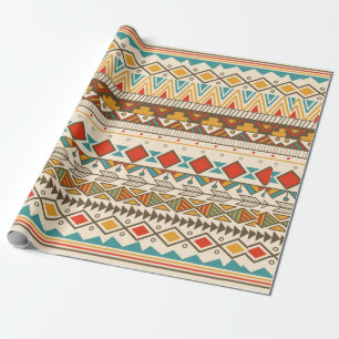 Aztec tribal pattern in stripes, vintage illustrat wrapping paper